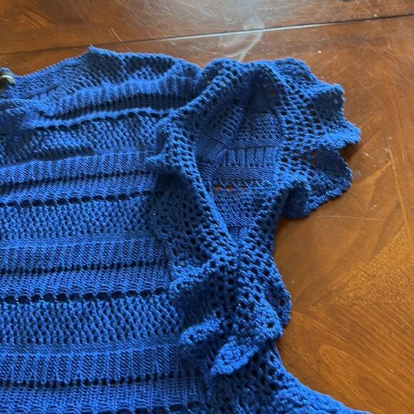 INC International Concepts Blue Knit & Crocheted Pullover Sweater Boho Y2K - Picture 6 of 8